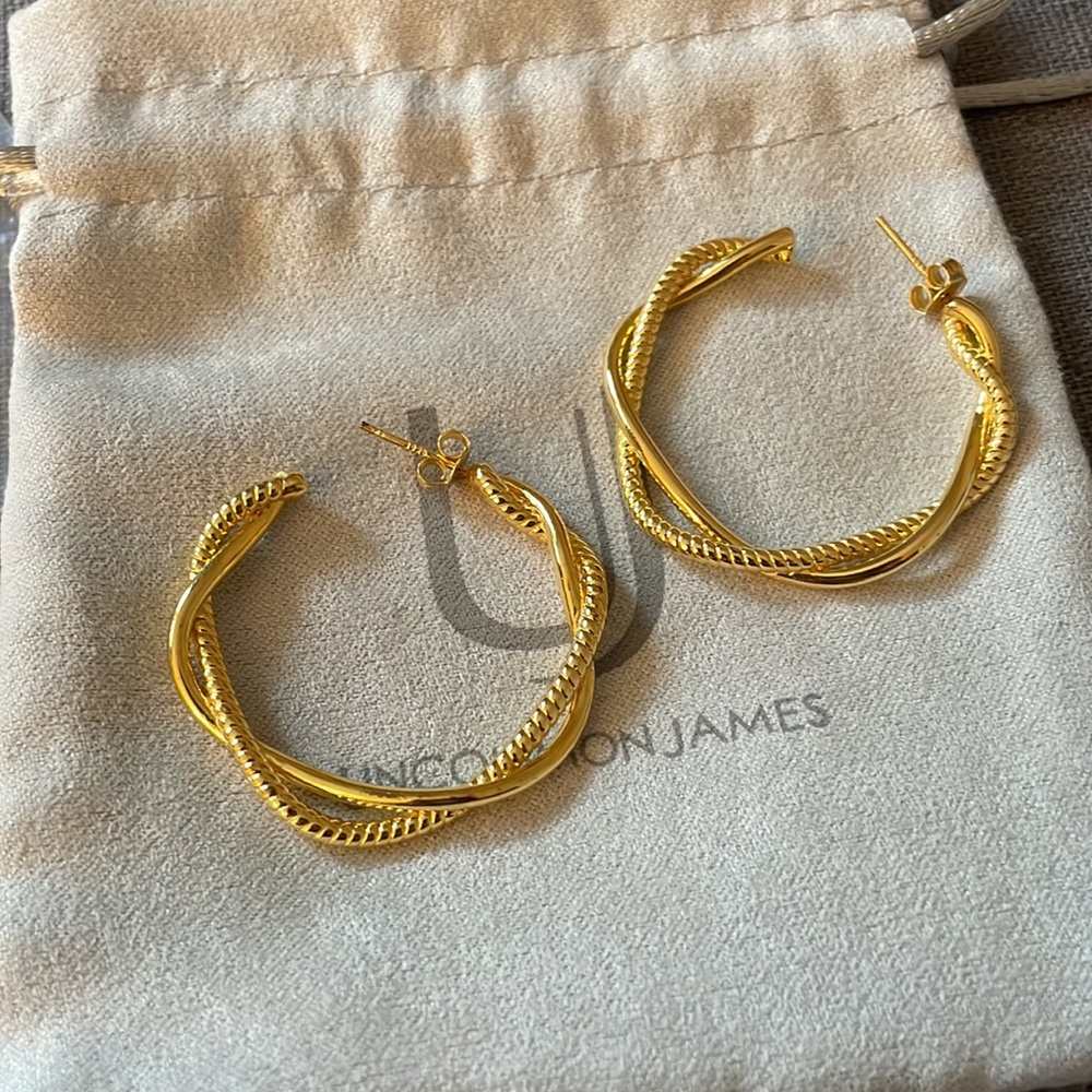Uncommon James Gold Twisted Vermeil Hoop Earrings - Picture 4 of 4